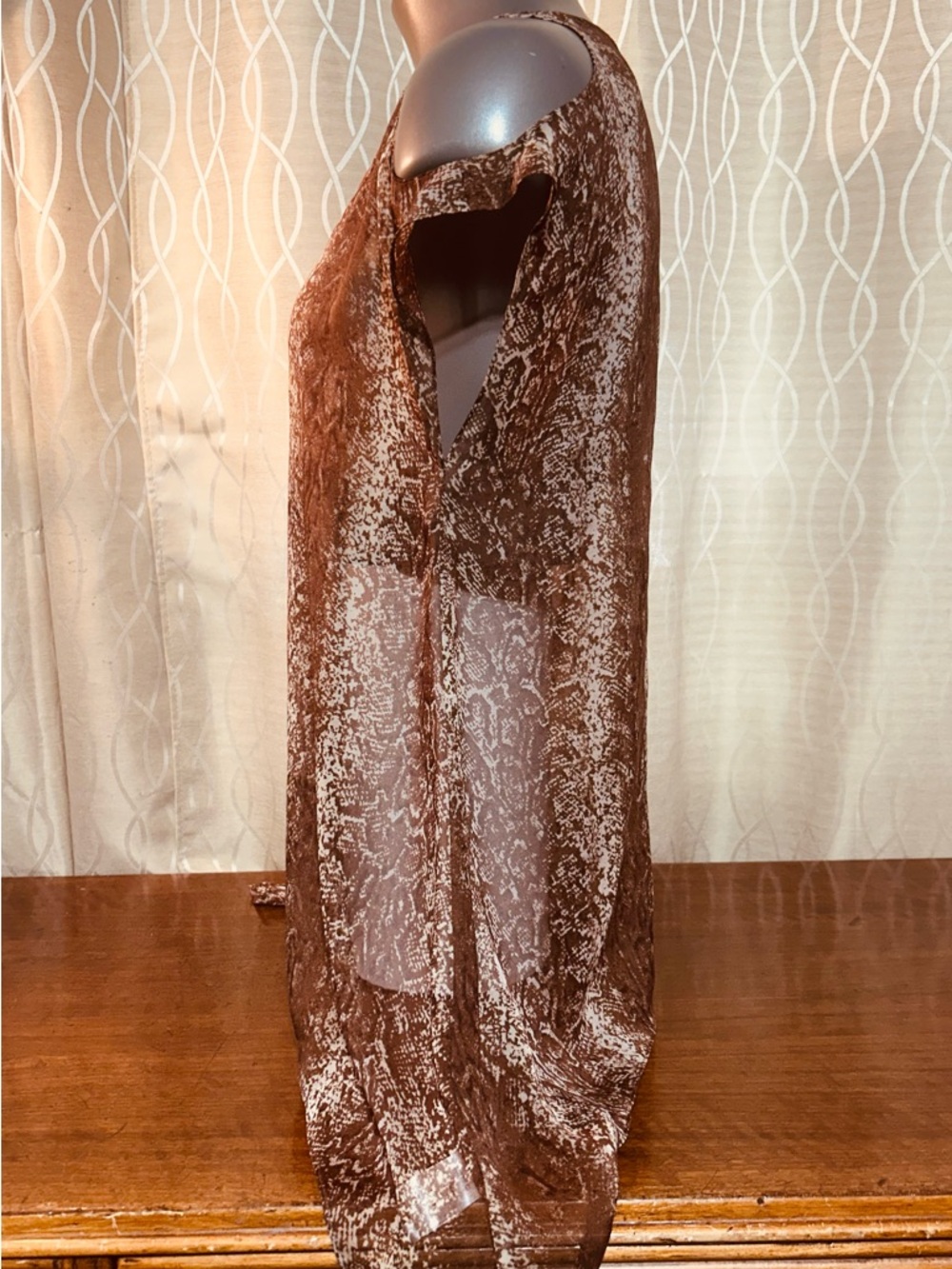 Buffalo David Bitton Brown Printed Tie-Front Blouse - Picture 6 of 8